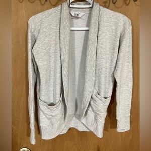 ATHLETA GIRL WRAP N-ROLL HEATHER LIGHT GRAY SWEATSHIRT CARDIGAN Size 8/10